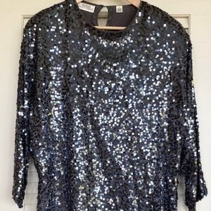 Charcoal Gray Sequin Blouse.  Great for New Years!